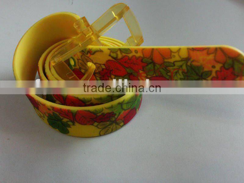 2016 fashion spay printing Eco-Environmental Silicone boy golf Belt