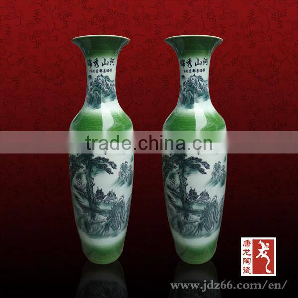 Factory direct sales vitreous green glazed large porcelain flower vase