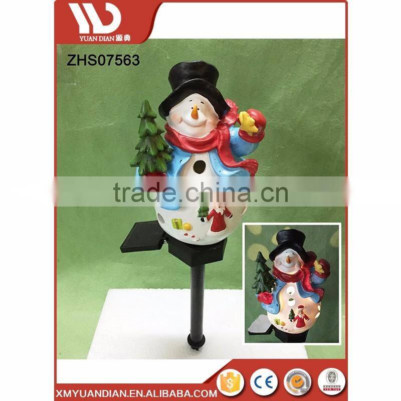 Wholesale Decoration Snowman Solar Stake Light Resin Christmas Ornaments Wholesale