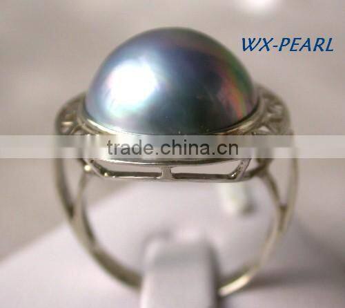 gorgeous big rings design metal fashion antique color pearl ring Tahitian Pearl Ring