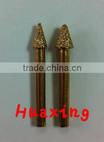 Taper shape vacuum brazed diamond engraving burrs