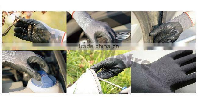 NMSAFETY EN388 4121 13 gague grey nylon liner coated double nitrile on palm waterproof safety work gloves