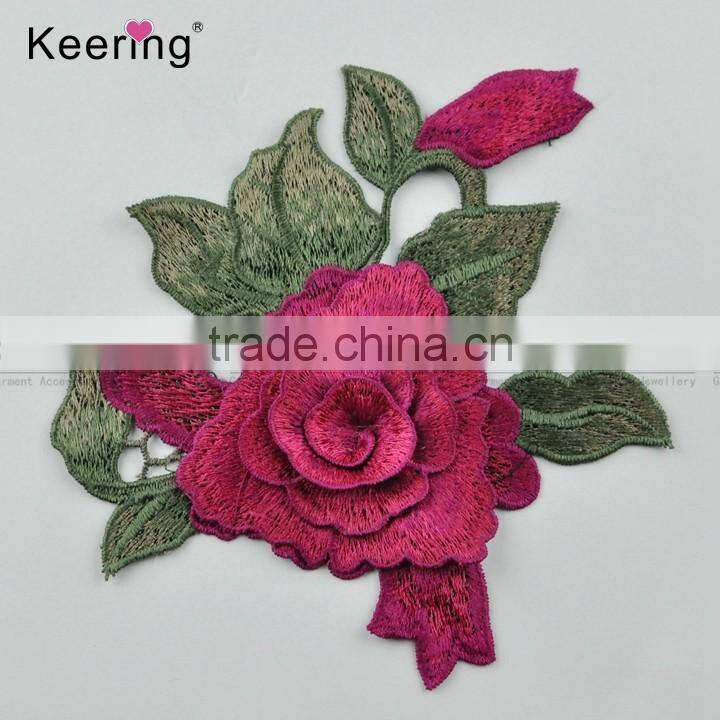 3D flower lifelike embroidery textilie patch for clothing WEF-012