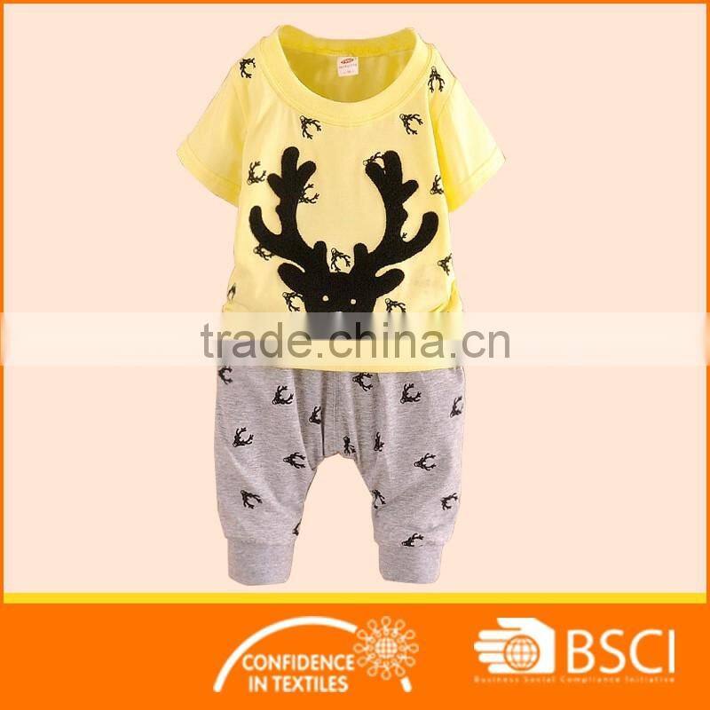 2016 Lasest Boy Summer Short Sleeve Printed Jersey Sports 2pcs Cloth Set