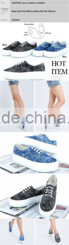 2ssd0189 platform L Lace up fashion denim sneakers