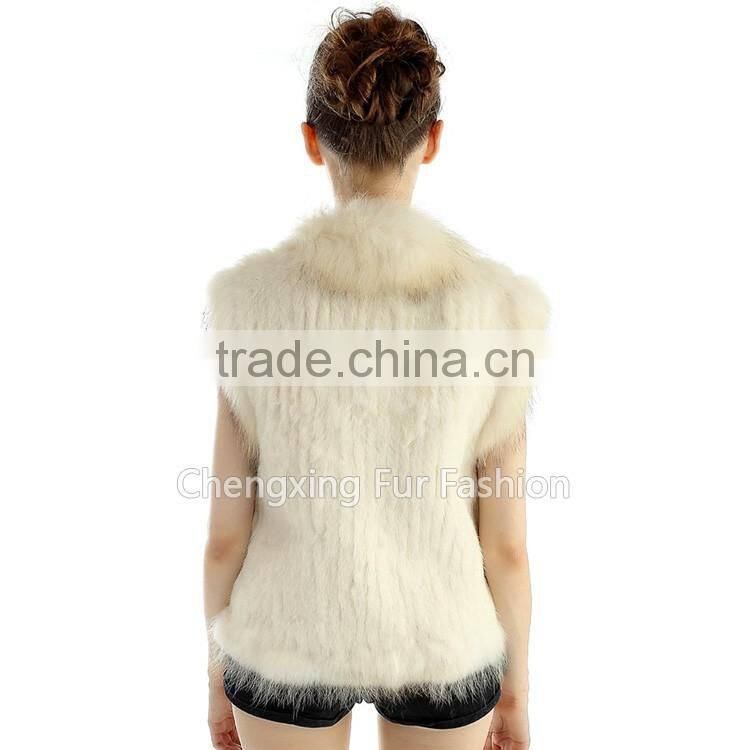 CX-G-B-21B New Fashion Real Knitted Women Rabbit Fur Italian Fur Vest