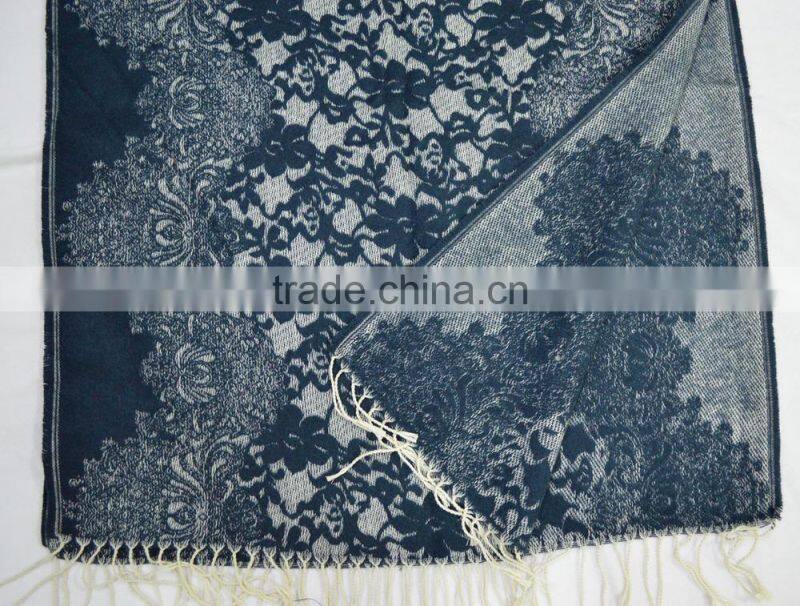 Vogue hot winter stylish jacquard acrylic paisley floral pashmina scarf for lady
