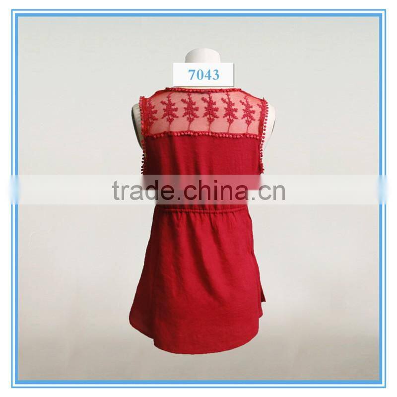 Fashion Chiffon Lady Top Designer Girl Latest Design Sleeveless Lace Crochet Top