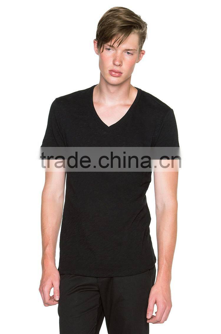 High quality tees blank black v neck t shirt,t-shirt vintage