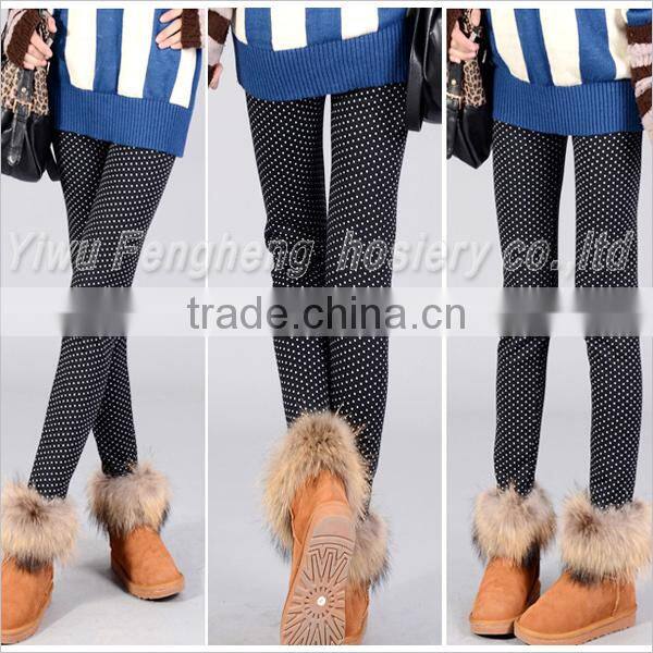 Thickening add velvet dot jacquard warm leggings