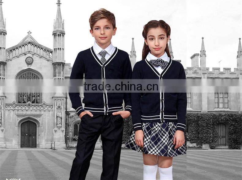 Blank plain color knitting cardigan school-uniform sample