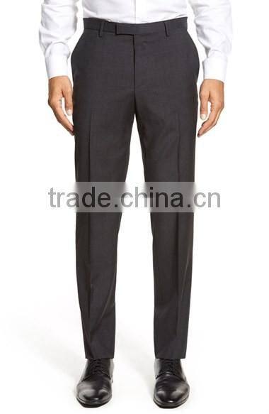 Latest Design Solid Men's Flat Front Winkle Free Pants Trousers
