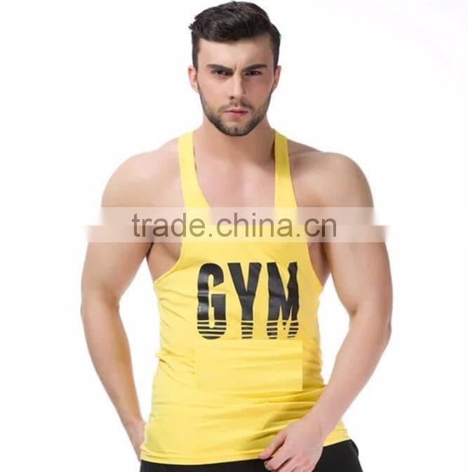 GYM text printing long tank tops for men cheap mens long tank tops
