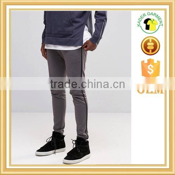 2016 trendy pants grey joggers in cotton plain sweatpants with stripe side