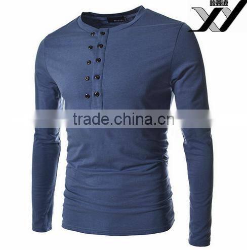 Men long sleeve polo shirt with button