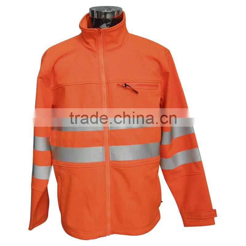 zipper chest pocket 3m reflective softshell safety jacket with cuff adjusters
