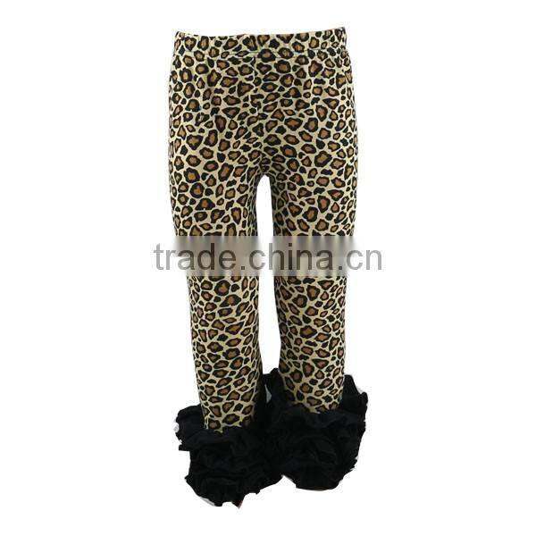 2017 Yiwu hot sale wholesale baby pants leggings with leopard print ruffle pants