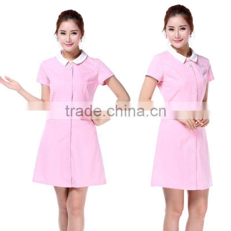 Juqian 2016 pink nice fashionable short sleeve hospital female staff nurse uniform designs