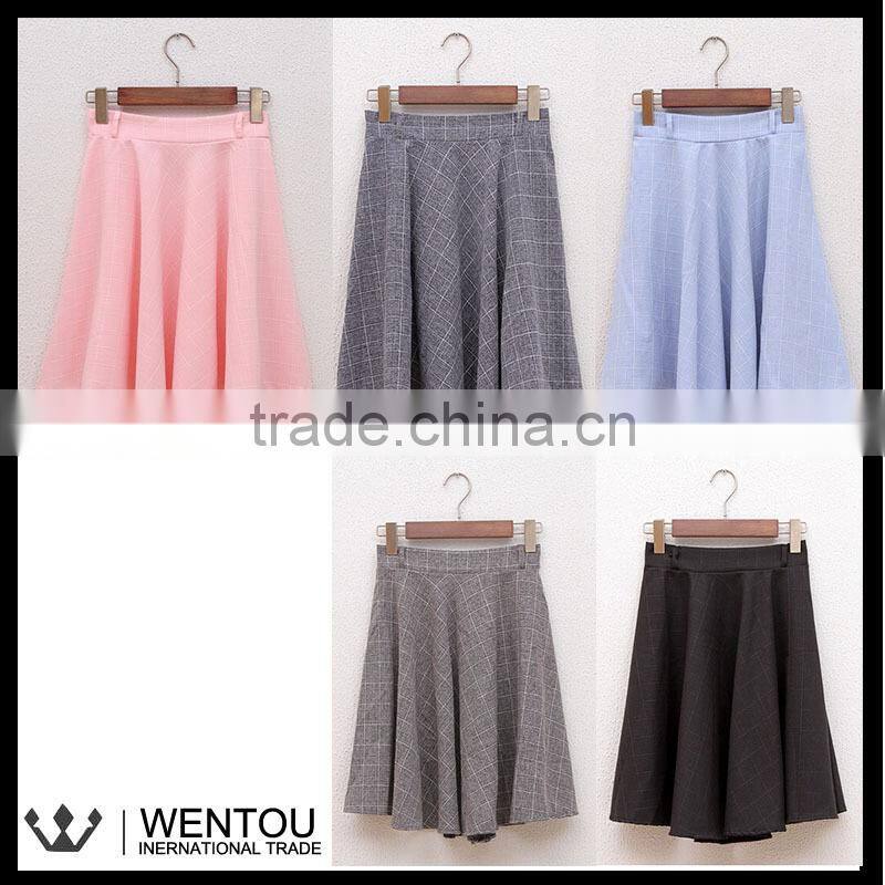 Wholesale Simple Fashions Flared Plaid Skirt