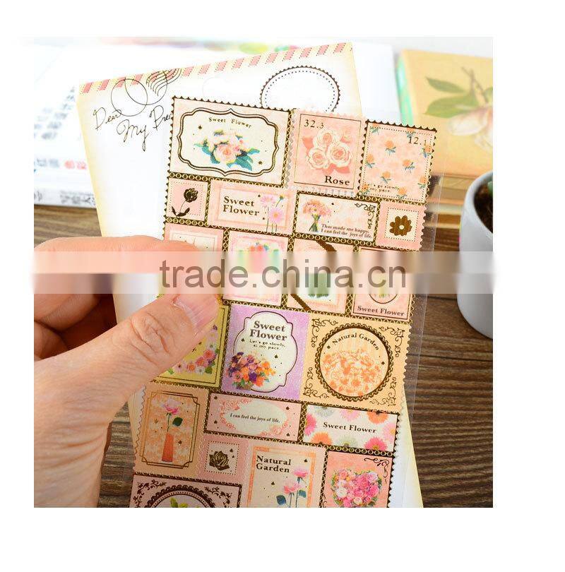 Pearl paper sticker custom cheap Postage stamps sticke with gold stamp adhesive sticker for decoration