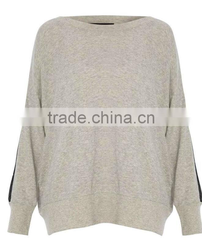 Cotton/Poly Blend Sweatshirt with Chiffon Panel Inserting