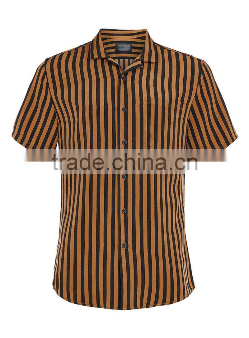 Hot selling latest shirts pattern for men,fashion bold stripe short sleeve shirts for men 2016