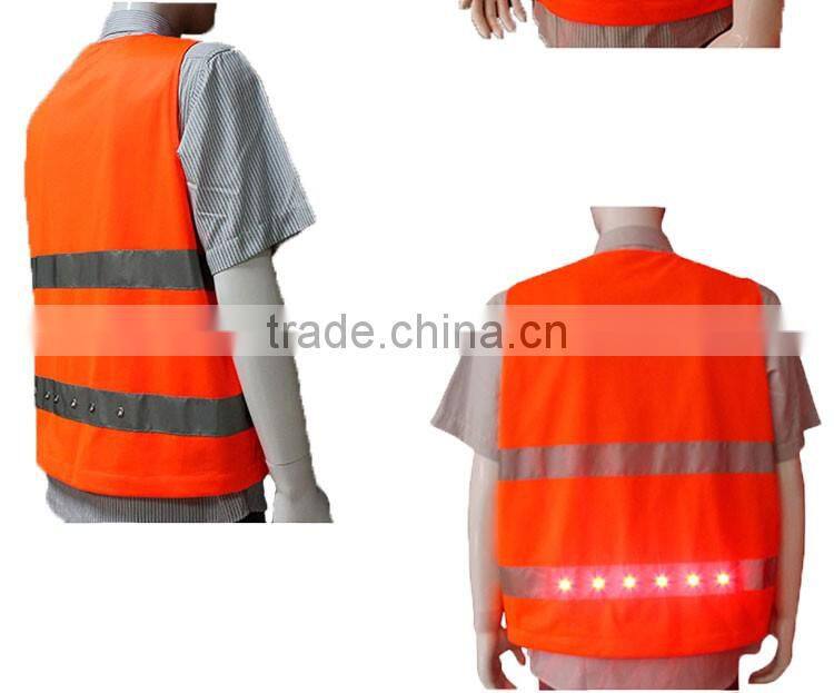 100% polyester mesh fabric motorcycle reflective led safety vest