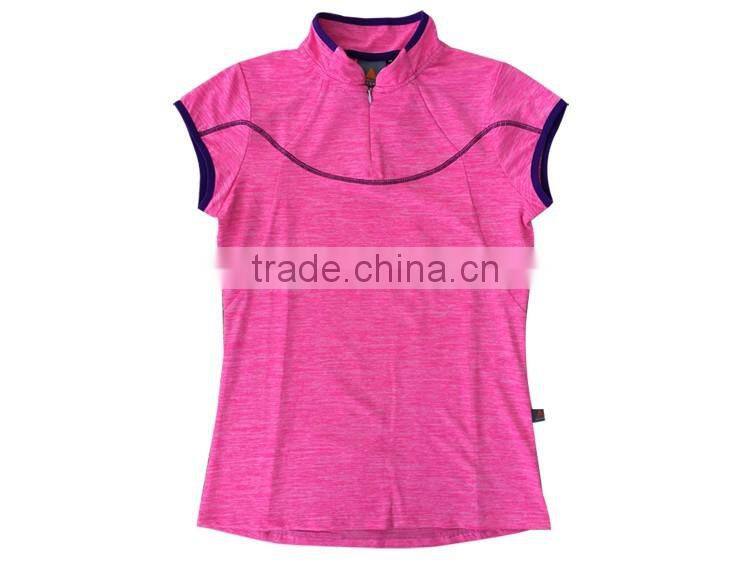 Custom chinese style short sleeve collar neck women t shirt