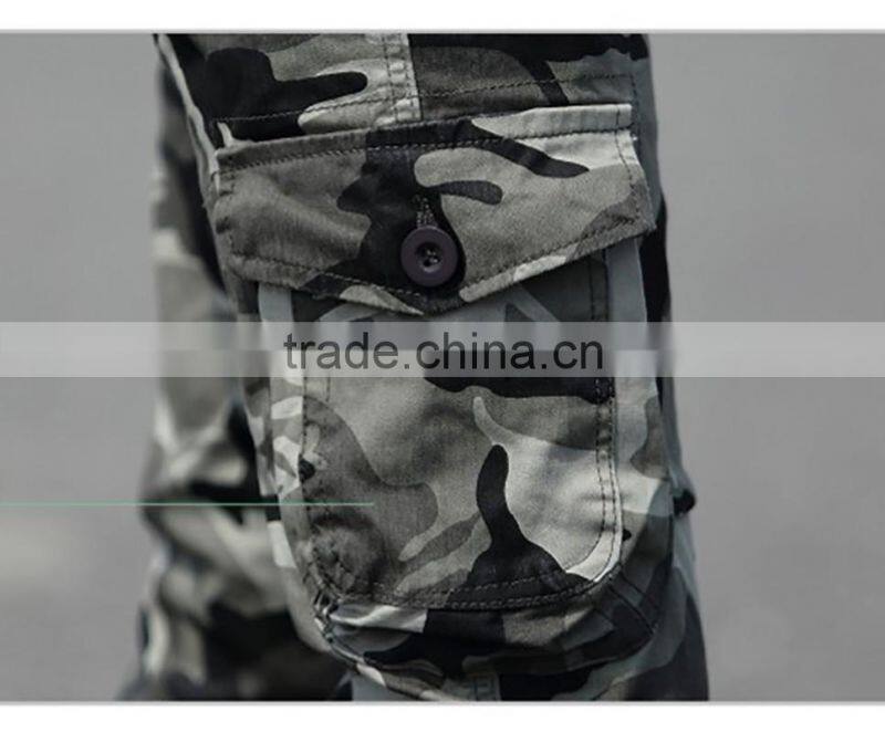 Stylish Men Casual Jogger Pants / 100% Cotton Camo Pants /Zip Pants P170214