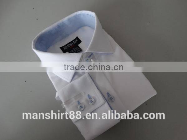 boy's white oxford long sleeve contrast collar and placket spread collar shirt