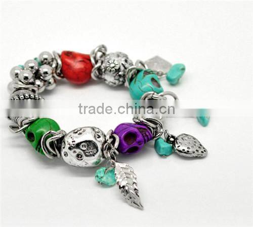 Summer Style Halloween Skull Stone Elastic Bracelet 25cm