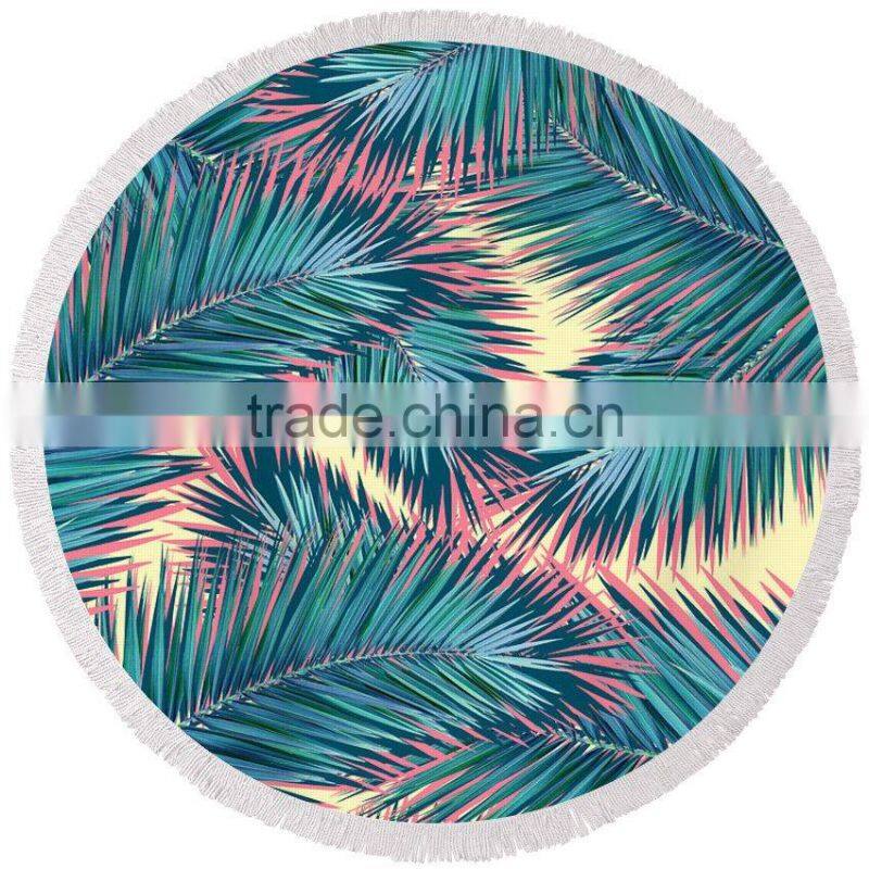 Custom design velour organic beach print towel round with tassels luxury style high quality best price