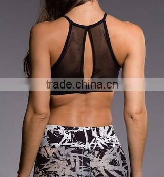 Sexy Black Workout Clothing Wholesale Mesh Women Sports Bra