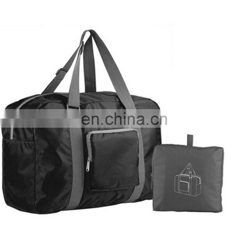 Black Printed Lightweight Water Resistant Travel Folding Gym Bag