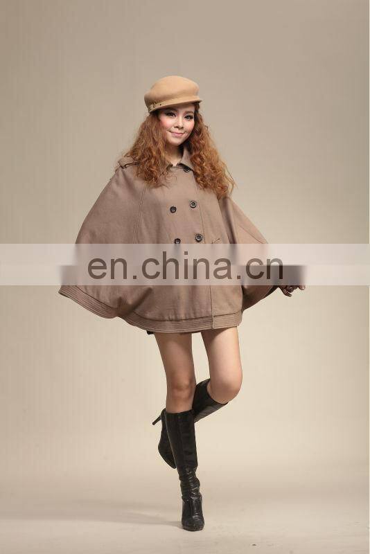 ladies mantle coat with big sleeve double breasted