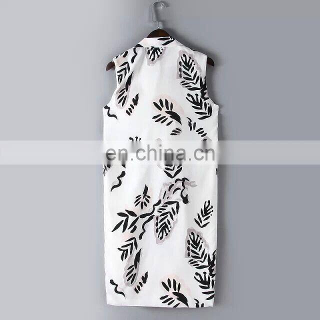 Girls clothes custom jacket women without coats wholesale trees leaf printed fall long vest clothing suit collar vest 2015