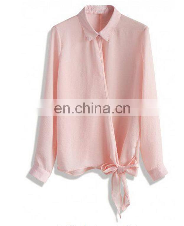 Relaxed Self-tie Wrapped Top in Pink