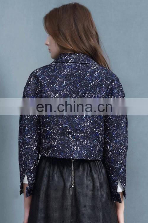 2017 new fashion color mixed print short lady jacket