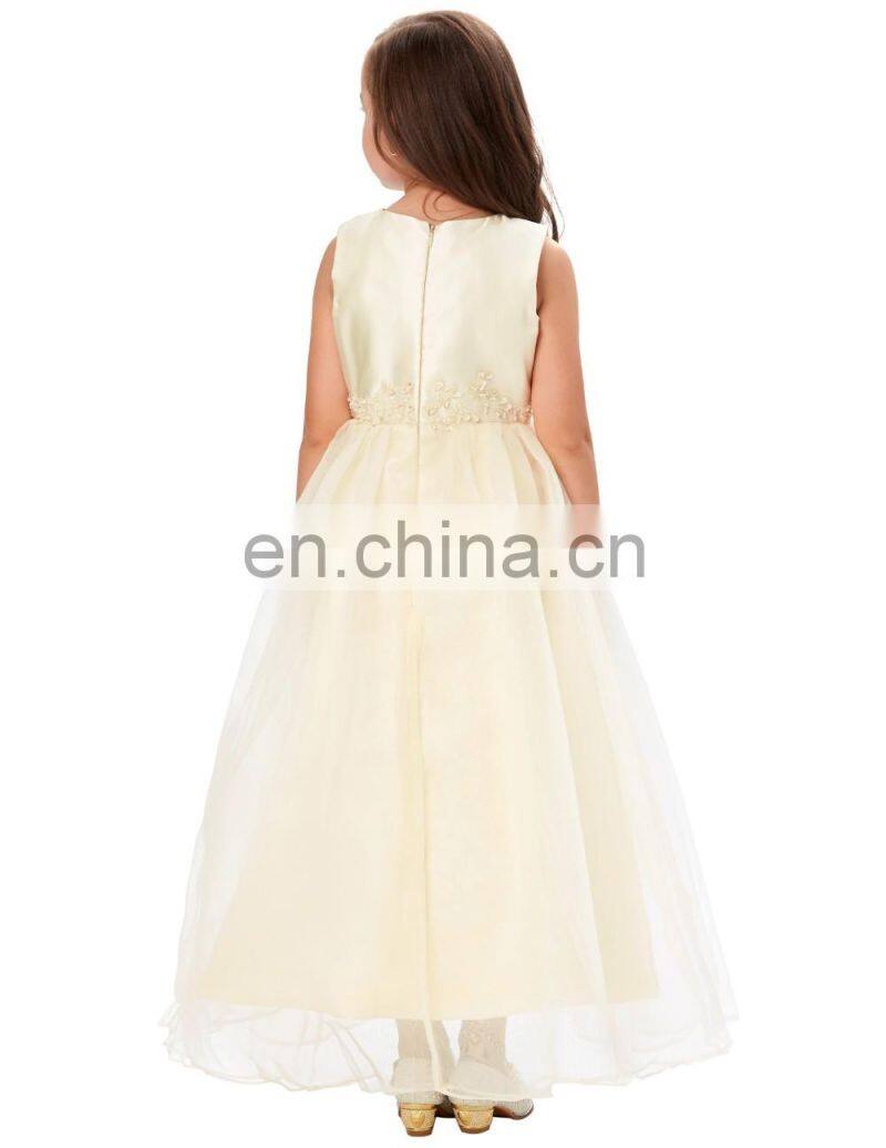 Grace Karin Full-Length Sleeveless Ivory Voile Satin Long Flower Girl Dress Baby Girl Summer Dress CL4491-2