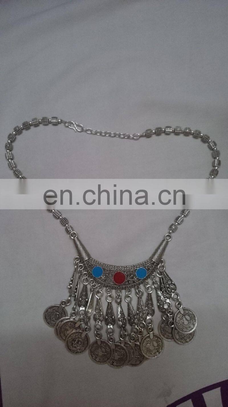 Vintage boho necklace Silver Coin necklace fashion necklaces for women