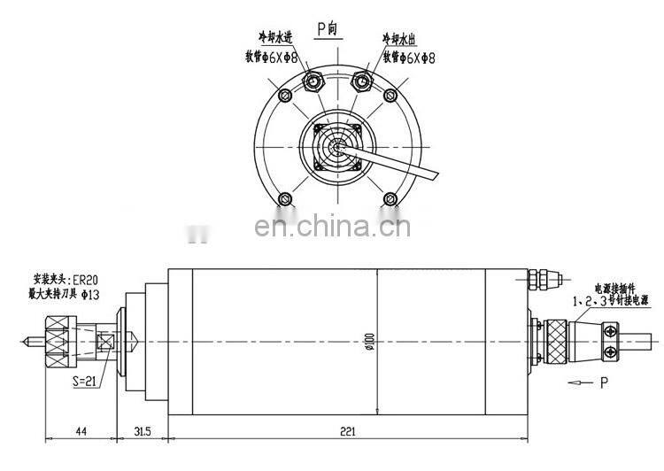 HONGJUN 3.2kw water coolded spindle motor for cnc router for drilling pcb