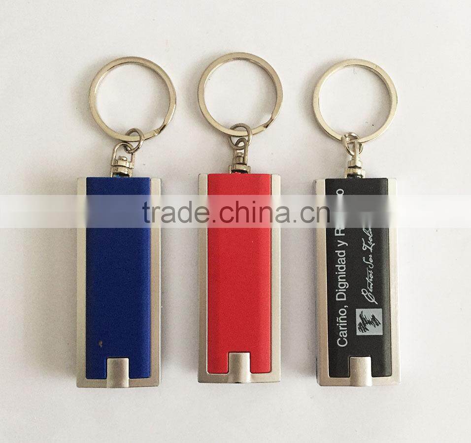 Promotional Logo Printed Rectangle LED Flashlight Keychain