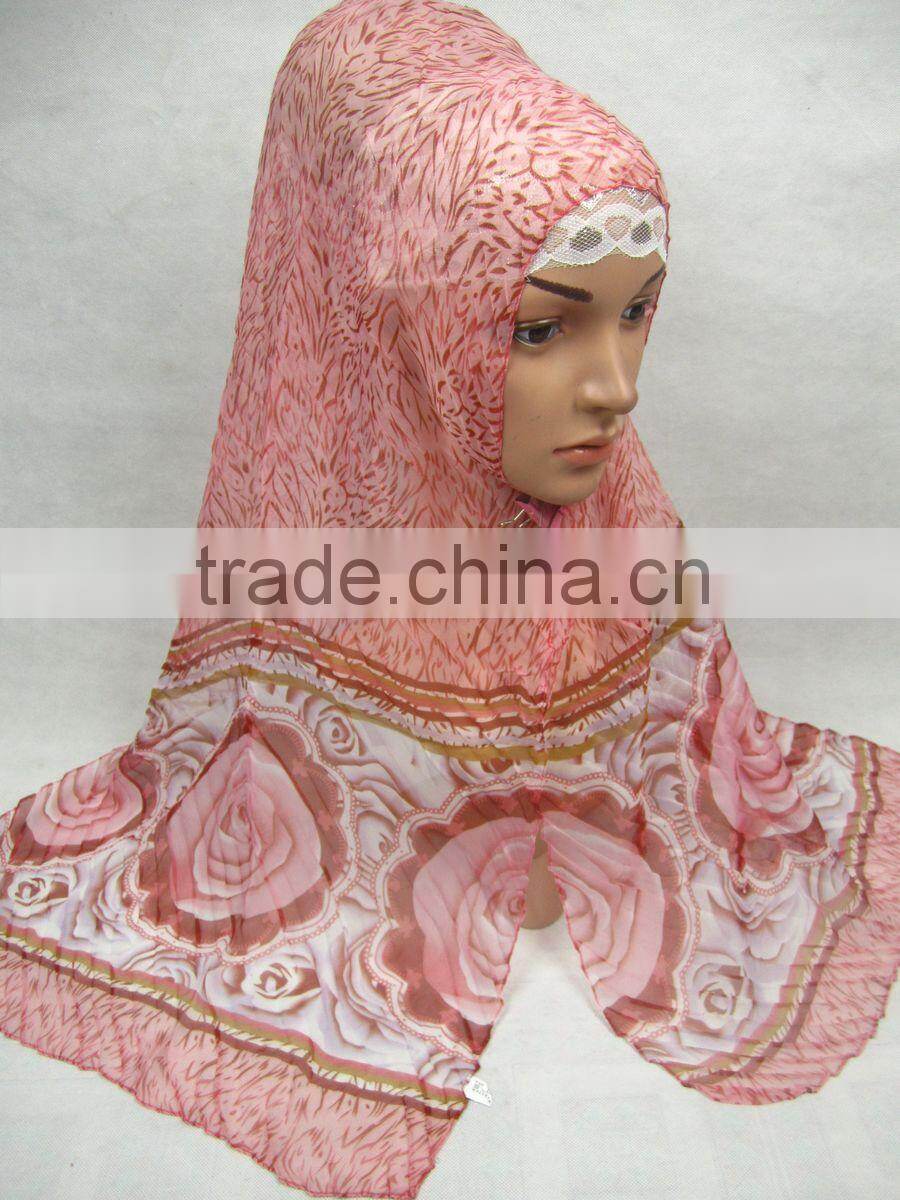 S497 NEW rumpled 40% silk and 60% LONG polyester MUSLIM SCARF