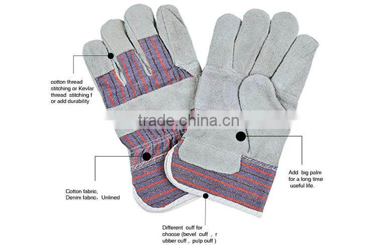 High Quality Rubber Cuff Cow Grain Leather Glove Safety Equipment LG019