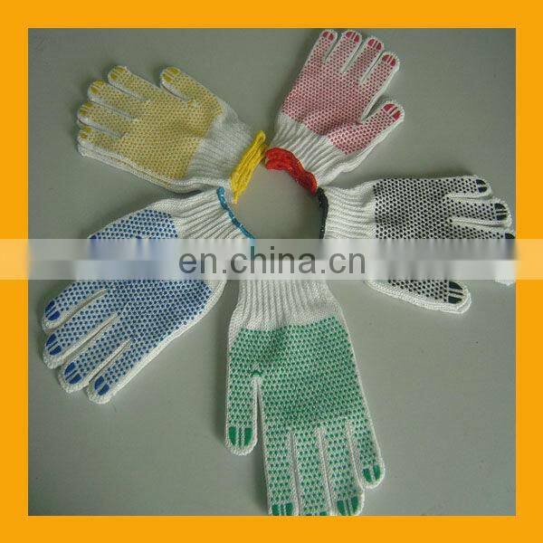 Cheap Single Side PVC Dotted White Polycotton Gloves