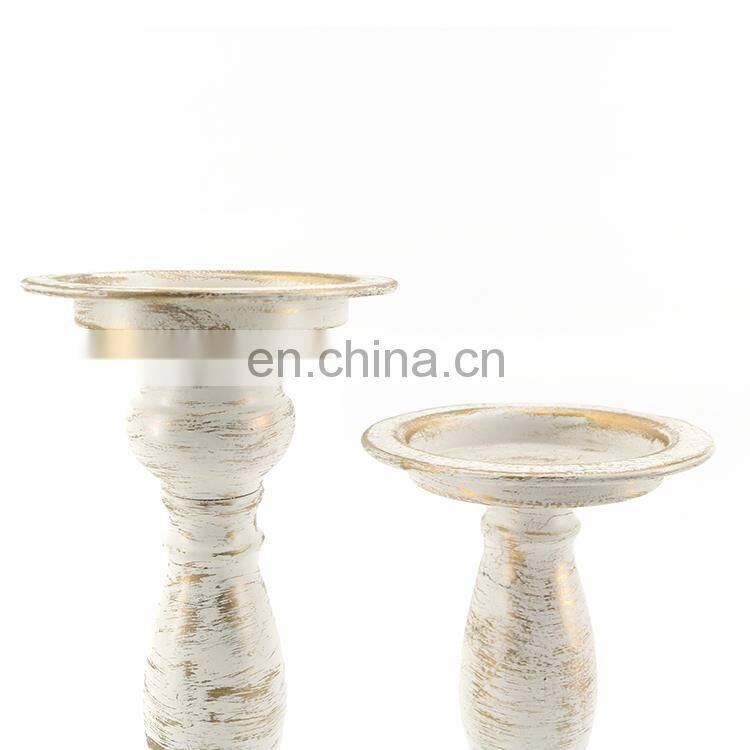 K&B high quality christmas iron metal pure white noble church prayer metal candlestick candleholder