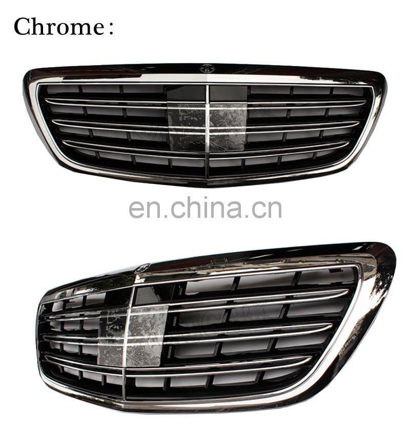 S65 style front grille mesh for Mercedes Benz S class W222 2014+ ABS grill chrome & black