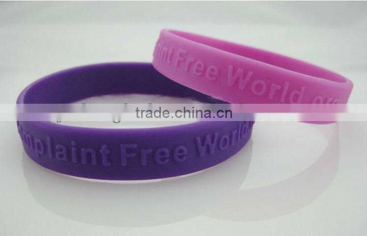 2016 Purple color personalized silicone free bracelets custom silicone bracelets no minimum