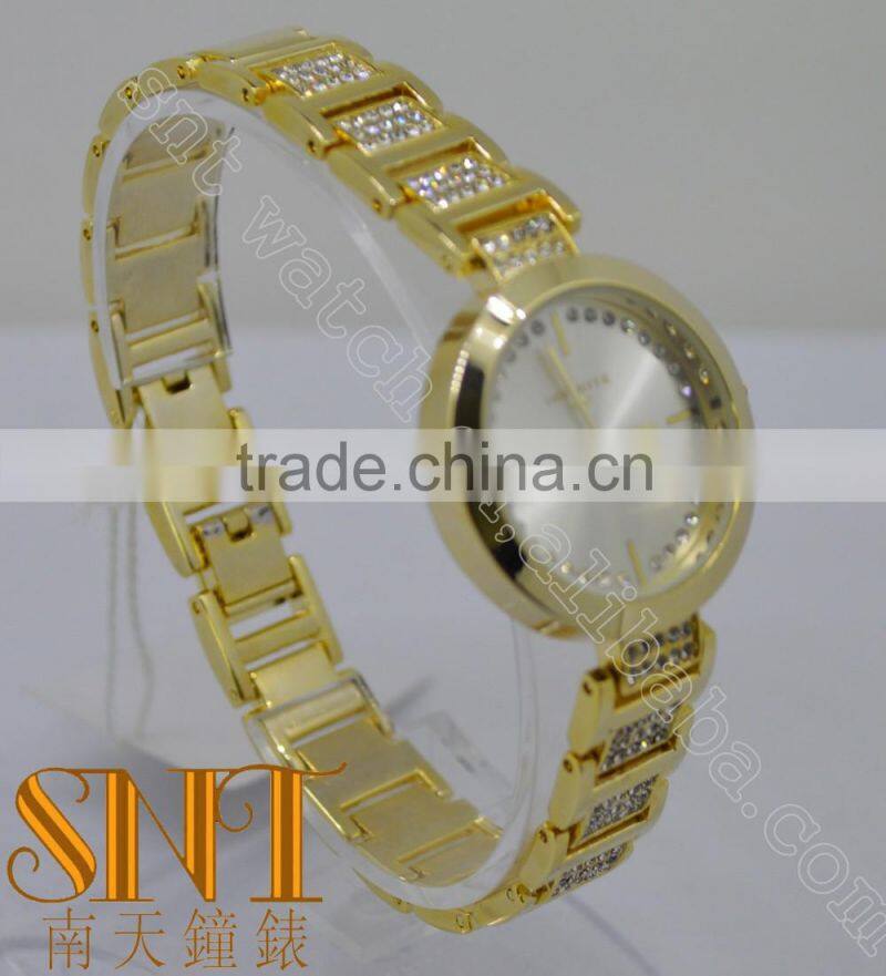 SNT-LA125-LA127 Gold Sunray Dial With Stone For Lady