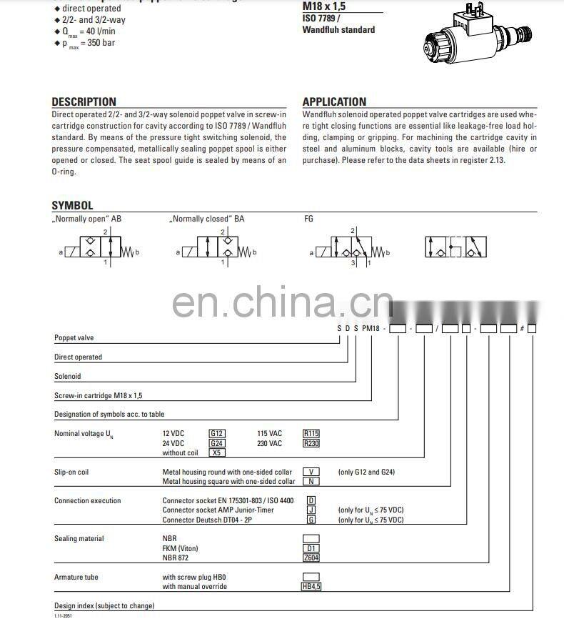 Wandfluh Solenoid valves SVSPM33-BC-G24/WD SVSPM33-CB-G24/WD